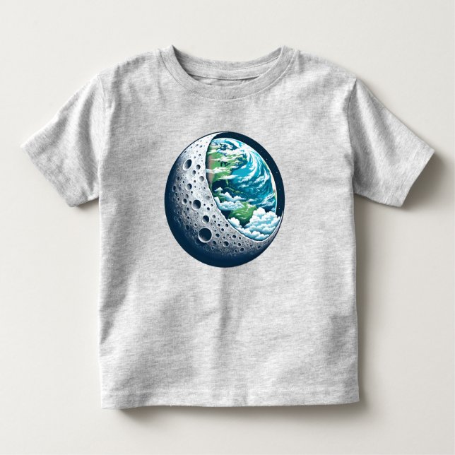 Planet Earth and Its Moon: Celestial Wonder Unisex Toddler T-Shirt (Front)