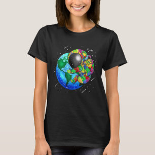 Planet Earth Autism Kids Puzzle Astronaut Solar Sy T-Shirt
