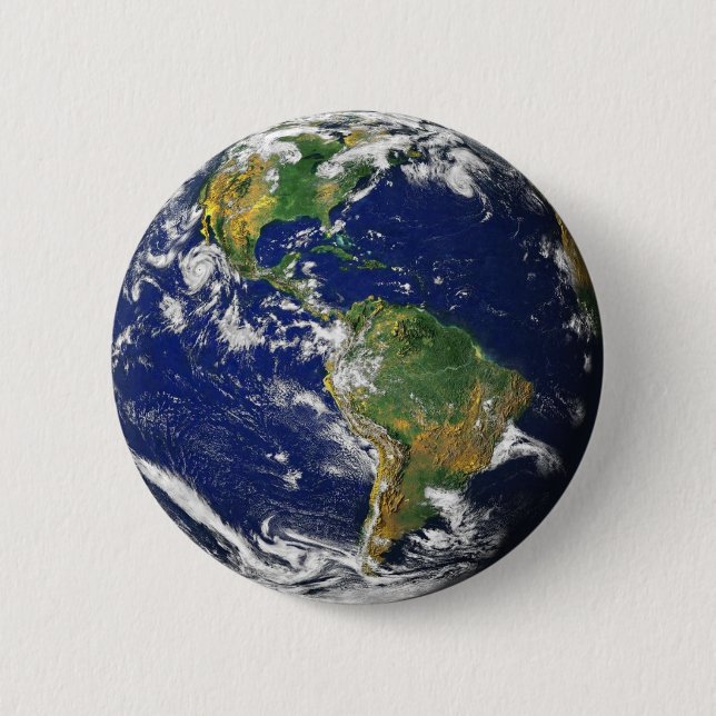Planet Earth brooch 6 Cm Round Badge (Front)
