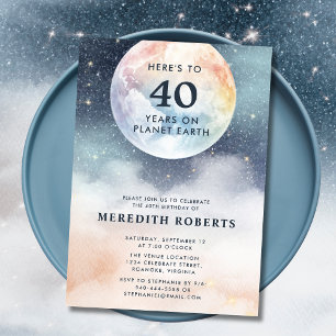 Planet Earth Celestial Sky 40th Birthday Invitation