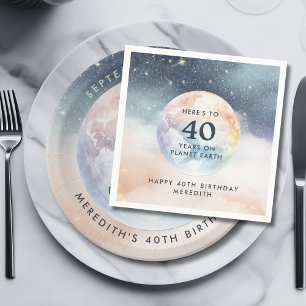 Planet Earth Celestial Sky 40th Birthday Napkin