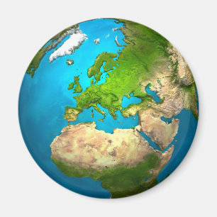 Planet Earth - Europe - Colourful Globe. 3d Render Magnet