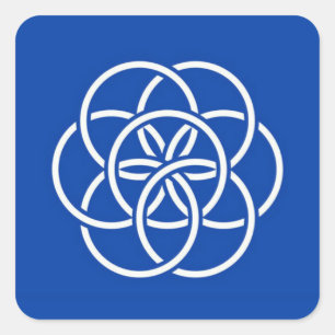 Planet earth flag square sticker