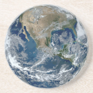 Planet Earth from Outer Space with Clouds Coaster