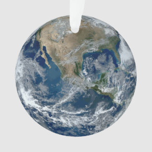 Planet Earth from Outer Space with Clouds Ornament