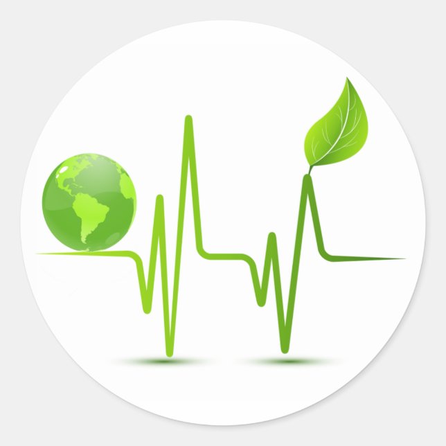 PLANET EARTH HEART MONITOR CLASSIC ROUND STICKER (Front)