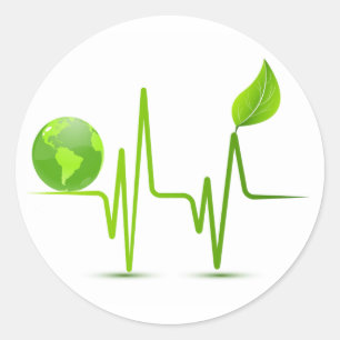 PLANET EARTH HEART MONITOR CLASSIC ROUND STICKER