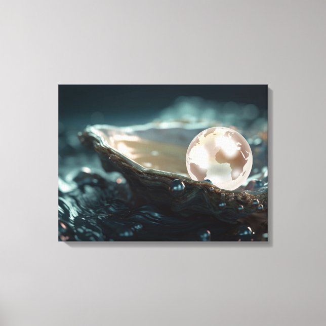 Planet Earth in an Oyster Pearl Canvas Print (Front)
