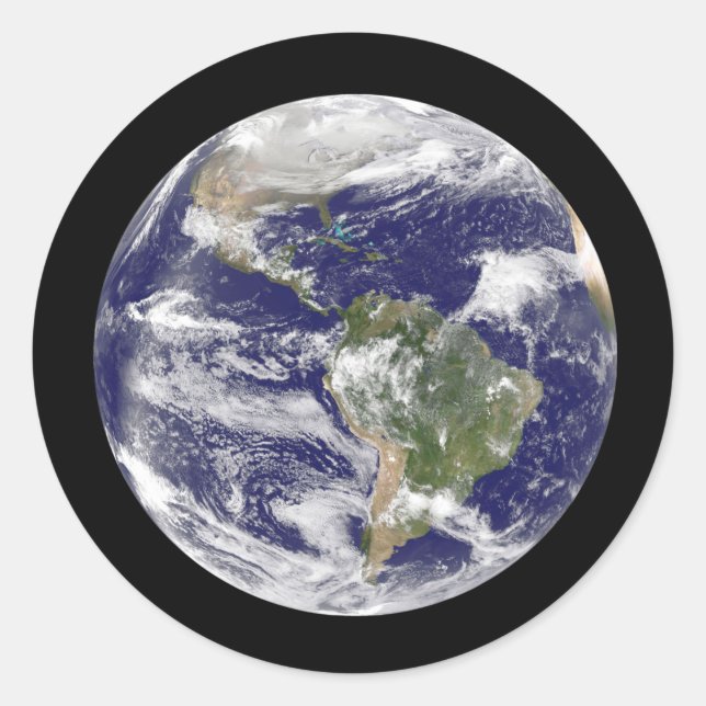 Planet Earth in Outer Space Photographic Globe Classic Round Sticker (Front)