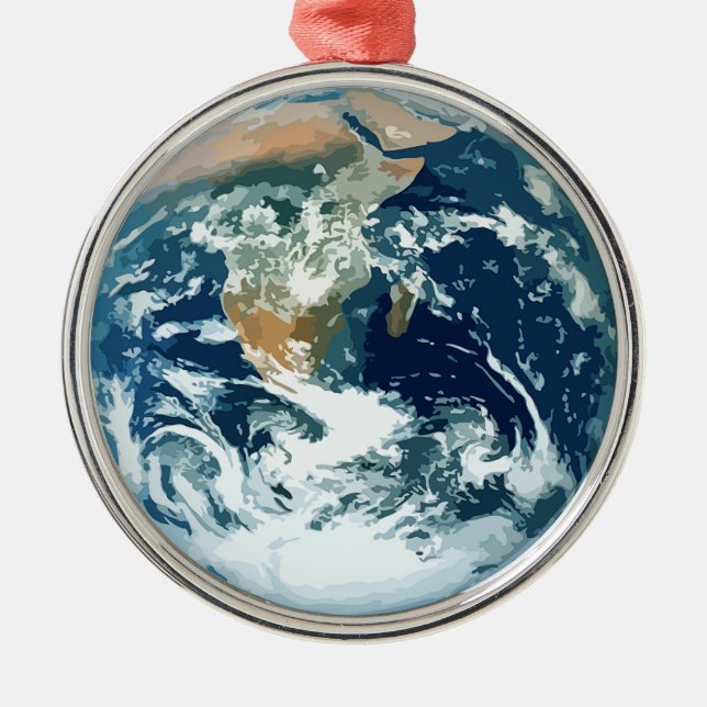 Planet Earth Metal Tree Decoration (Front)