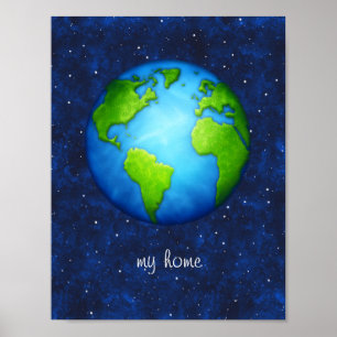 Planet Earth on space poster