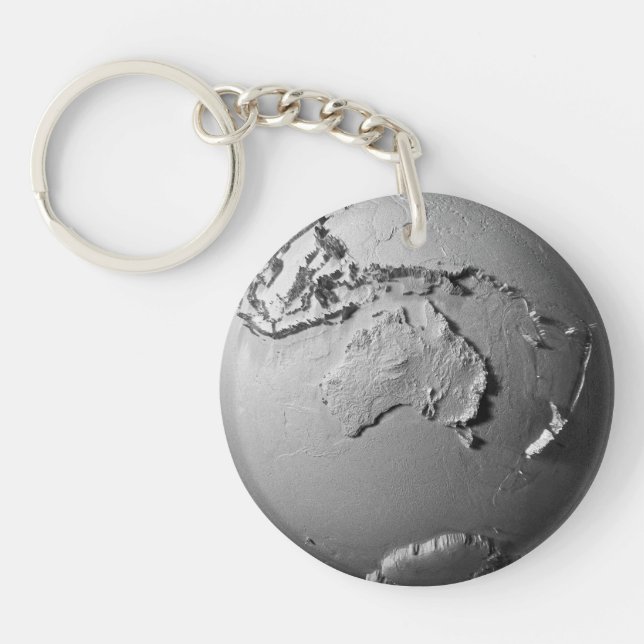 Planet Earth On White Background - Australia, 3d Key Ring (Front)