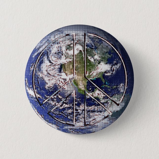Planet Earth Peace Sign 6 Cm Round Badge (Front)