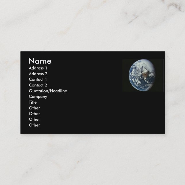 Planet Earth Profile Card (Front)