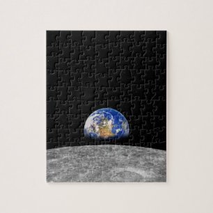 Planet earth rising over Moon Jigsaw Puzzle