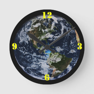 Planet Earth Round Clock