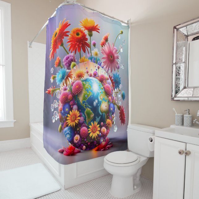 Planet Earth Shower Curtain (In Situ)