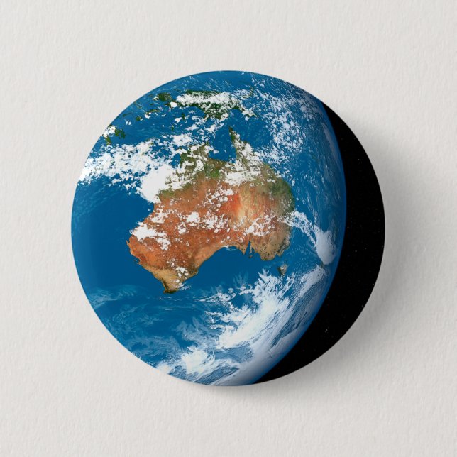 Planet Earth Showing Clouds Over Australia. 6 Cm Round Badge (Front)