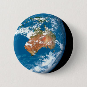 Planet Earth Showing Clouds Over Australia. 6 Cm Round Badge