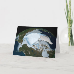 Planet Earth Showing Sea Ice Coverage In 1980. Card