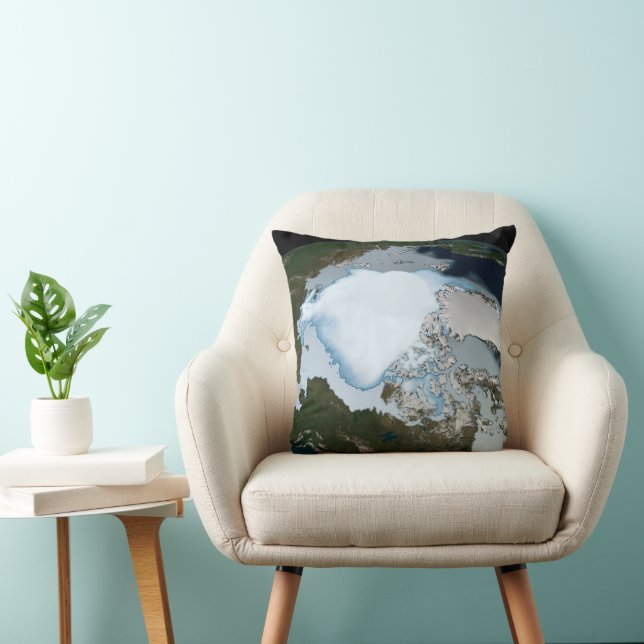 Planet Earth Showing Sea Ice Coverage In 1980. Cushion (Chair)