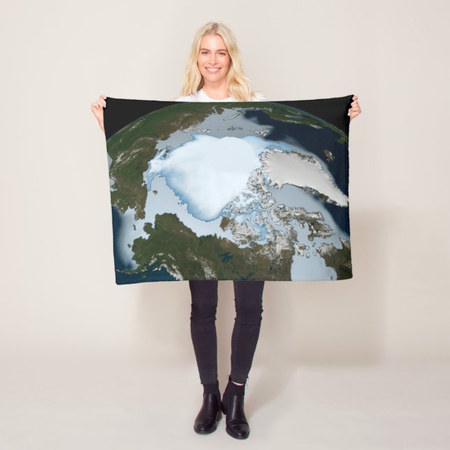 Planet Earth Showing Sea Ice Coverage In 1980. Fleece Blanket (In Situ)