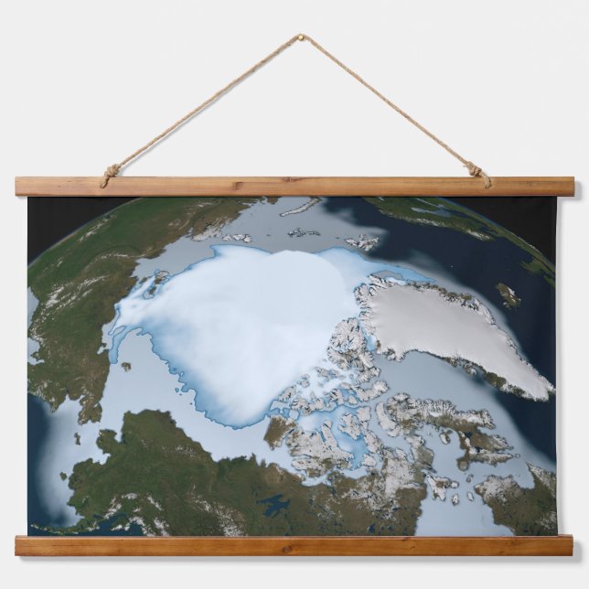 Planet Earth Showing Sea Ice Coverage In 1980. Hanging Tapestry (Front)