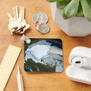 Planet Earth Showing Sea Ice Coverage In 1980. Key Ring