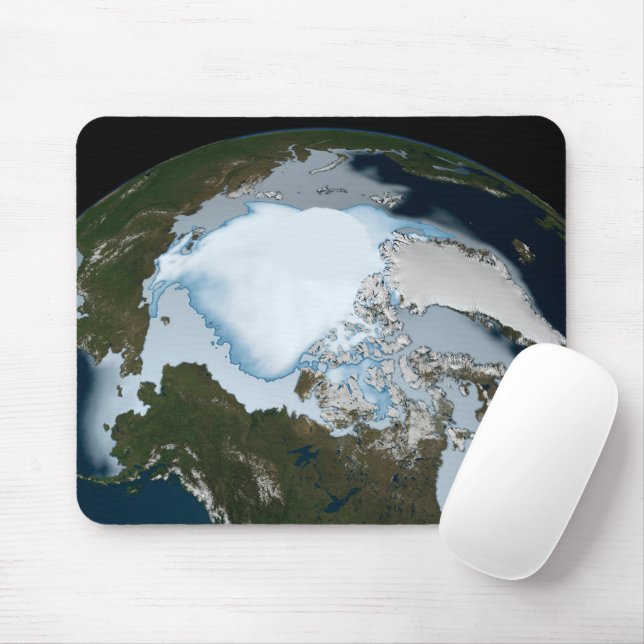 Planet Earth Showing Sea Ice Coverage In 1980. Mouse Pad (With Mouse)