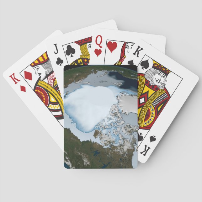 Planet Earth Showing Sea Ice Coverage In 1980. Playing Cards (Back)