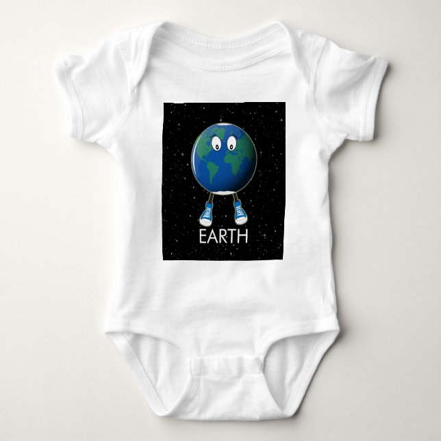 Planet Earth & Stars Baby Bodysuit (Front)