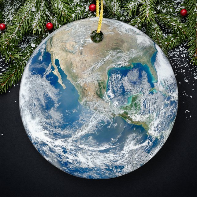 Planet Earth, USA and Mexico, Christmas Tree Ceramic Tree Decoration (Creator Uploaded)