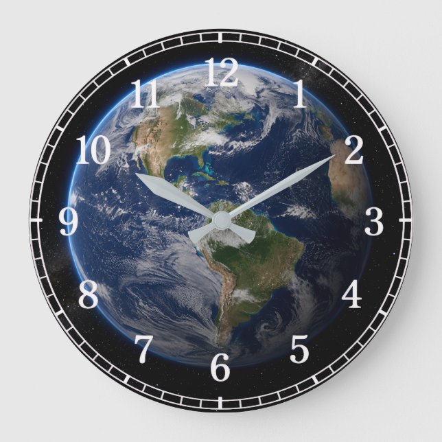 Planet Earth Wall Clock v2 — Space-Inspired Design (Front)