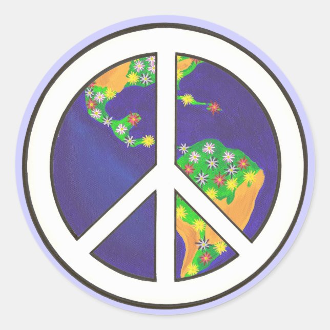 Planet Earth, World Peace Sign stickers (Front)