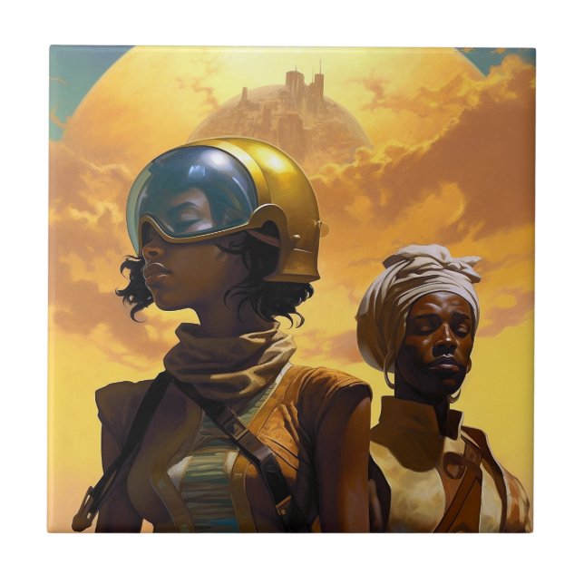 Planet Explorers Afrofuturistic Science Fiction Tile (Front)