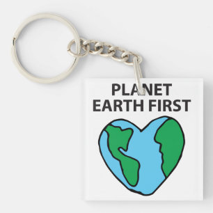 Planet First Ecofriendly Icon Happy Earth Clipart Key Ring