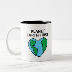 Planet First Ecofriendly Icon Happy Earth Clipart Two-Tone Coffee Mug