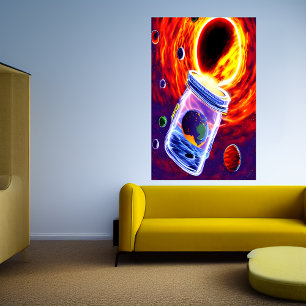 Planet in a glass jar AI Art Poster