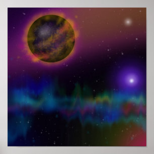 Planet in Outer Space Digital Painting Poster