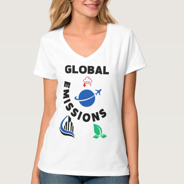 Planet in Peril: Global Emissions". T-Shirt (Front)