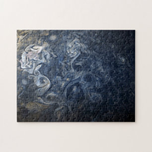 Planet Jupiter Blues Blue White Juno Cam Swirling Jigsaw Puzzle