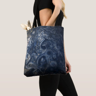 Planet Jupiter Blues Blue White Juno Cam Swirling Tote Bag
