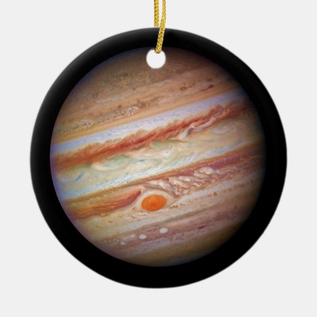 PLANET JUPITER ` red spot head on (solar system) ~ Ceramic Tree Decoration (Front)