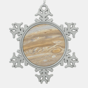 Planet Jupiter Snowflake Pewter Christmas Ornament
