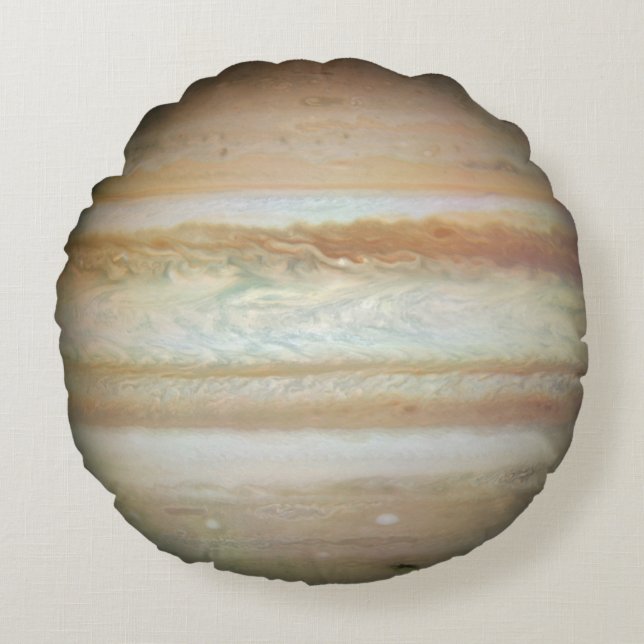 Planet Jupiter Space Solar System Stripes Orange Round Cushion (Front)