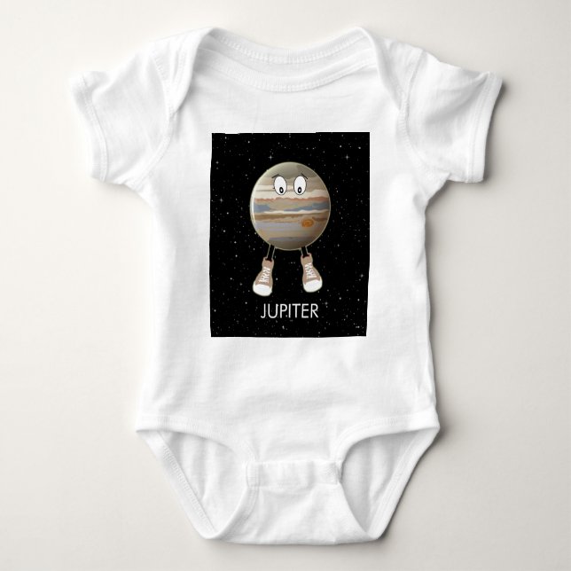 Planet Jupiter & Stars Baby Bodysuit (Front)