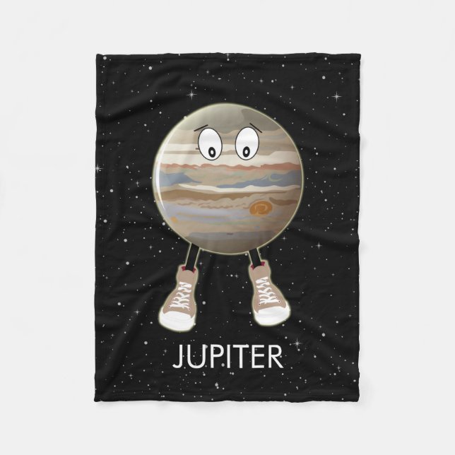Planet Jupiter & Stars Fleece Blanket (Front)