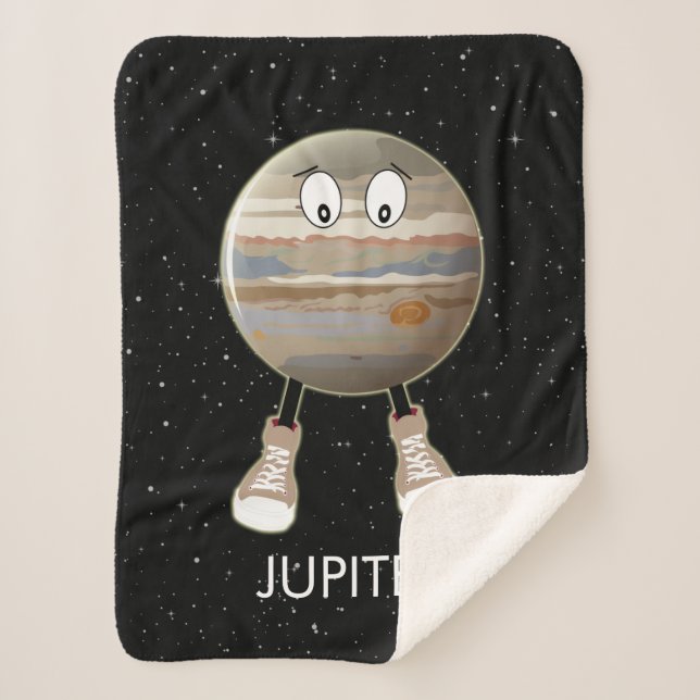 Planet Jupiter & Stars Sherpa Blanket (Front)