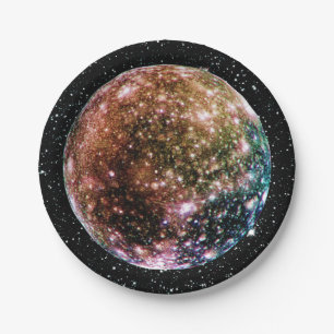 PLANET JUPITER'S MOON - CALLISTO Star Background 2 Paper Plate