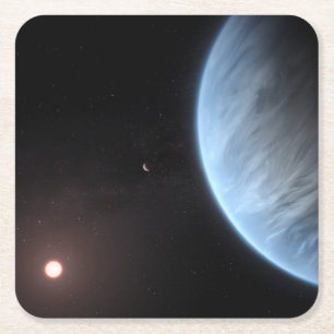 Planet K2-18b, Host Star And Accompanying Planet. Square Paper Coaster